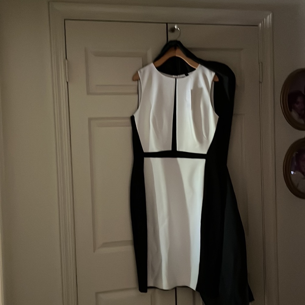 White House Black Market Black and White Sheath Dress